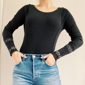 Free people thermal with embroidered sleeves